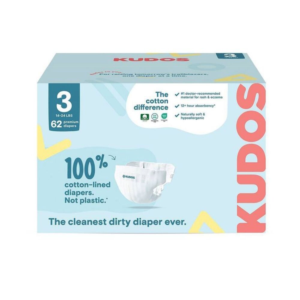 Kudos Chlorine Free Cotton-Lined Disposable Diapers - Size 3 - 62ct